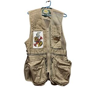 Cabelas Fly Fishing Vest Mens Medium Tan Fisherman Hunting Utility Outdoors Mesh